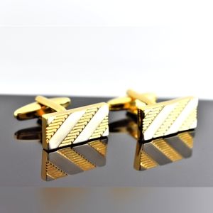 Gold & Silver Striped Cufflinks